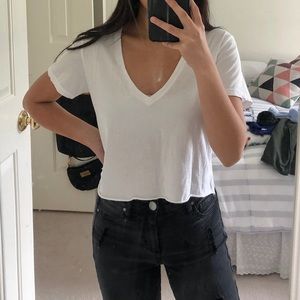 Brandy Melville white cropped v neck